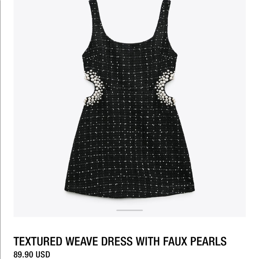 ISO zara weave dress with pearls
